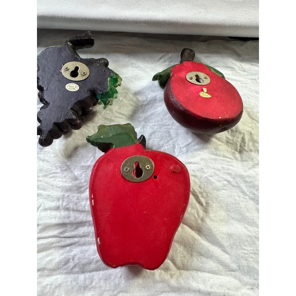 Vintage‎ Burwood Home Interiors Fruit Wall Plaque Set 5pc Grapes Apple Pepper